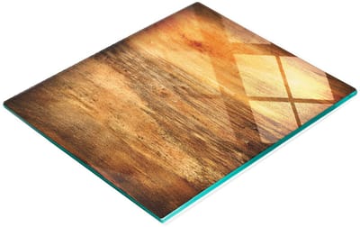 Decoratieve snijplank van gehard glas en hout, bruin, 60x52 cm