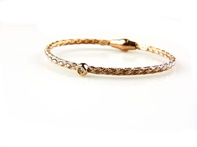 model Uno armband in zilver roze verguld gezet met cubic zirconia