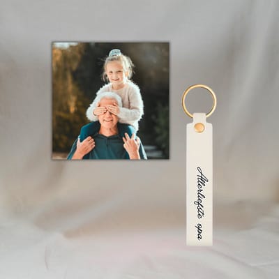 Gepersonaliseerd Cadeau Opa – Sleutelhanger Allerliefste Opa met Foto Tegeltje – Cadeau Opa Verjaardag – Magneet Tegeltje 5x5 cm – Foto Cadeau Opa