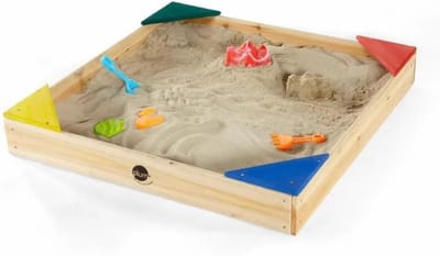 Houten Zandbak - Buitenspeelgoed - Spelen in de tuin - Zitjes en beschermhoes - 45 x 24 x 3.5 cm