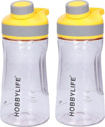 B-Home 2x Waterfles / drinkfles / sportfles Aquamania - geel- 530 ml - kunststof - bpa vrij - lekvrij - Stijlvolle fles