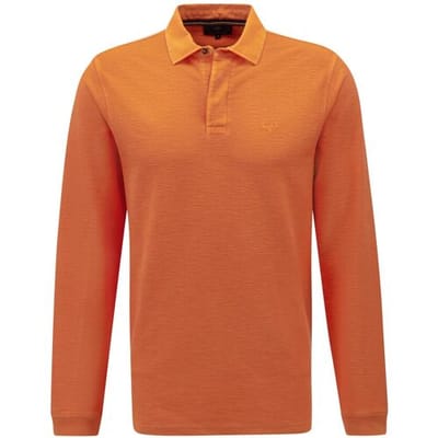 Fynch-Hatton Trui Rugby Shirt Garment Dyed Longsleeve Burnt Orange / male