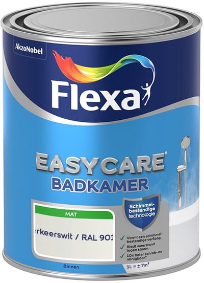 Flexa - Easycare Badkamer - Verkeerswit / Ral 9016 - Mengverf - 1 L