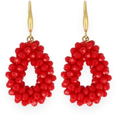 Lajetti Mini Druppel Oorbel Rood - Dames Oorbellen stainless steel - Beaded Earrings