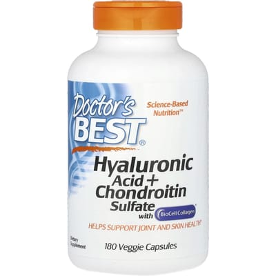 Doctor's Best, Hyaluronzuur + Chondroïtinesulfaat, 180 vegetarische capsules