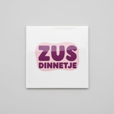 “Zus Dinnetje” Schattige Zus Tegel – Leuk Decoratief Cadeau voor Zussen – Keramische Tegel 15×15 cm