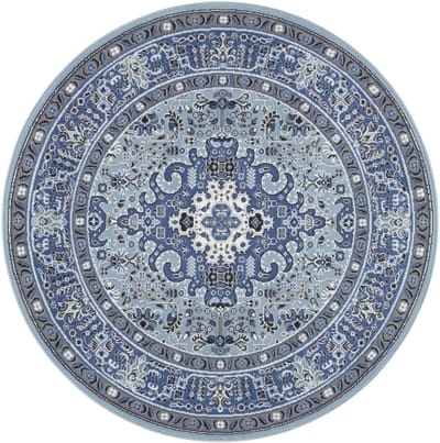 Flycarpets Isfahan Rond Klassiek Vloerkleed - Blauw - Perzisch / Oosters Tapijt - Laagpolig - ∅ 160 cm