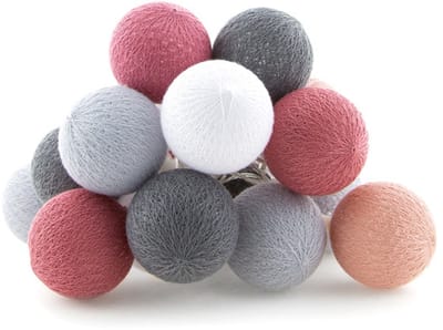 Cotton Ball Lights - LED lichtslinger voor buiten - STARTERSET - verlengbaar - 20 lampjes - Roza Viejo