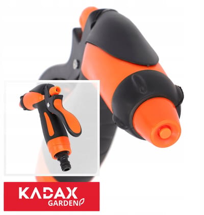 KADAX Irrigatiedouche, reinigingsspuit van kunststof, verstelbare tuindouche, antislip handdouche voor tuinirrigatie en autowassen, robuuste tuinsproeikop (3 sproeistanden)