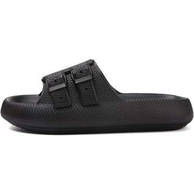 Dikke Platform Cloud Slippers Dames Mode Gesp Zachte Zool Kussen Slides Sandalen Vrouw 2024 Zomer Strand Antislip Slippers 37-38 black