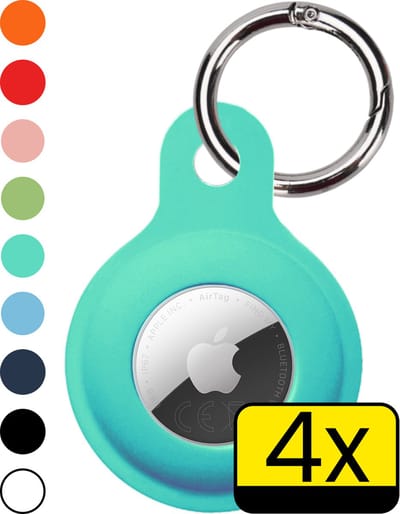 Hoesje Geschikt voor Apple AirTag 2e generatie Hoesje Sleutelhanger Houder - Siliconen Hoesje Geschikt voor Apple AirTag 2 Hoesje - Turquoise - 4 Stuks