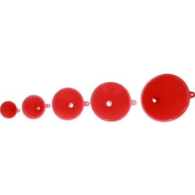 Trechter Set - Vultrechter Set - Vloeistoffen Overgieten - Breukvast en Bestendig - 5-delig Ø 55-150mm - Rood