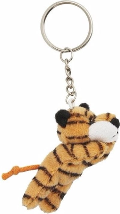 2x Pluche Tijger knuffel sleutelhanger 6 cm - Speelgoed dieren sleutelhangers