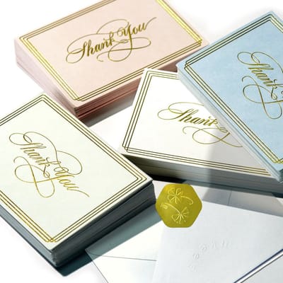 100x Luxe Bedankkaarten met Enveloppen - Blanco Kaartjes met Goudfolie Randen voor Zakelijk en Feestelijk Gebruik