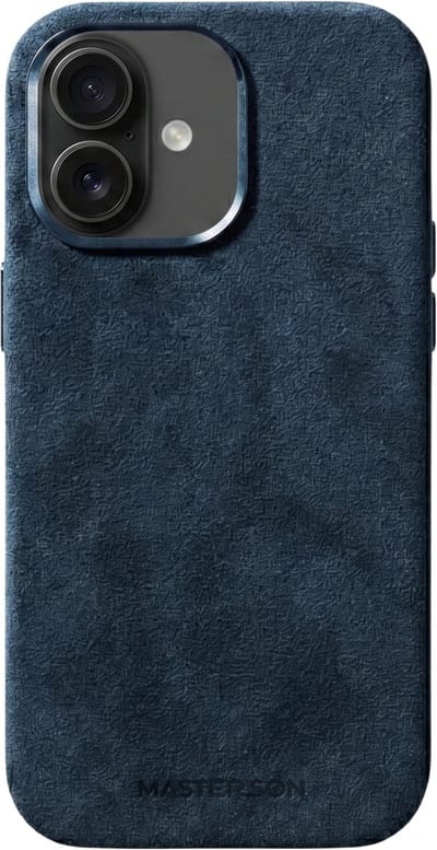 Mastersøn - Blauw Telefoonhoes geschikt voor Apple iPhone 16 Pro Max – Alcantara Case – Magsafe - Hoesje - Cobalt Blue