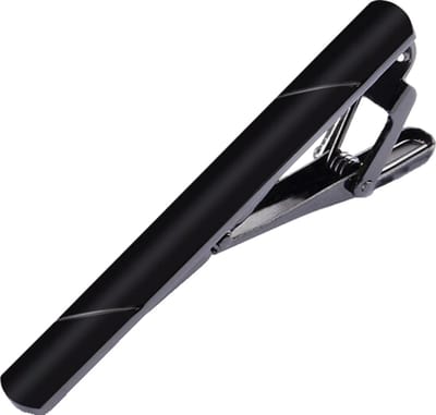 Fako Bijoux® - Dasspeld - Stropdas Clip - Tie Clip - Deluxe - Double Stripe - Striped - 58mm - Zwart