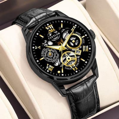 Verbeterd uurwerk Volautomatisch uurwerk Herenhorloge Knappe Zwarte Technologie Trend Koreaanse Versie Waterdicht Lichtgevend Heren Minimum black