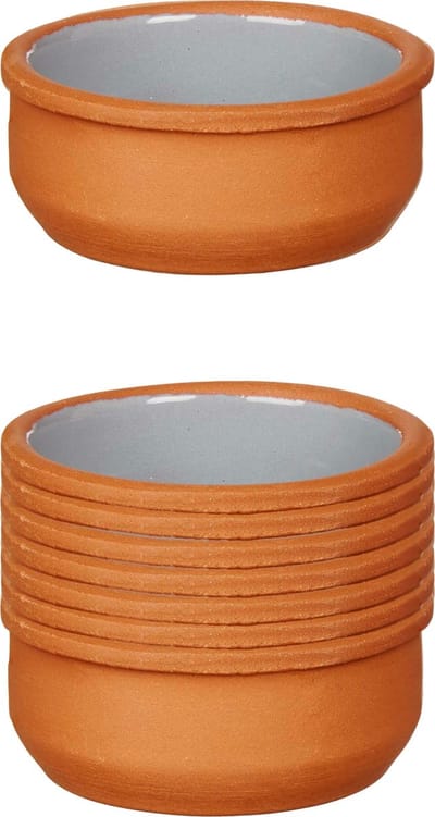 La Dehesa Tapas/creme brulee serveer schaaltjes - 12x - mini - terracotta/grijs - 8 x 4 cm