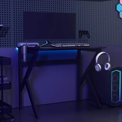 vidaXL - Gamingbureau - met - K-vormige - poten - 90x60x75 - cm - zwart