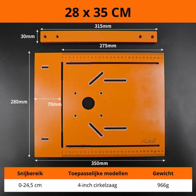 Basisplaat voor cirkelzaag - 4 inch cirkelzaag - Houtbewerking - Snijmachine - Steun - - Positioneringsbord - 28x25cm