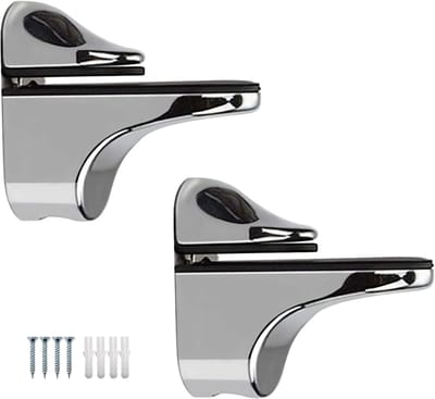 Glasklem - 2 stuks - Glas Plankdragers - Verstelbare - Zinklegering - Vismond glazen clip - Wandmontagesteun - Meubelaccessoires - Hardware-accessoires - Met schroeven - Voor planken van 3-18 mm dikte - 56*24*50 mm - Zilver