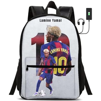 Kinderschooltassen voor Student Rugzak L-Lamin Yamal Sport Boekentas Kinderen Cadeau Voetbalster Rugzak met USB-interface Tas