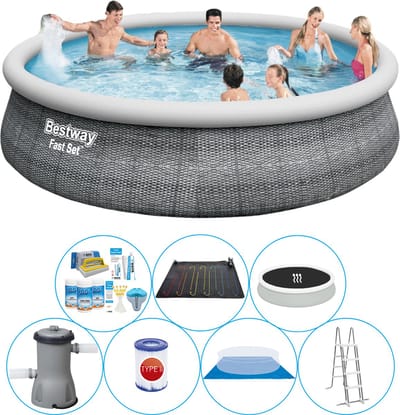Fast Set Rattan Rond 457x107 cm - Zwembad Combinatie Set