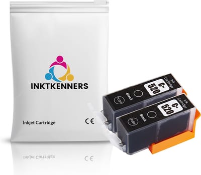 Dual Set Inktcartridges Geschikt voor Canon PGI-520XL | 2x zwart inktcartridges Geschikt voor Pixma IP3600, IP4600, IP4700, MP540, MP5410, MP550, MP560, MP620, MP630, MP640, MP980, MP990, MX860, MX870