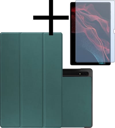 Hoesje Geschikt voor Samsung Galaxy Tab S10 Ultra Hoesje Case Hard Cover Hoes Book Case Met Uitsparing Geschikt voor S Pen Met Screenprotector - Donkergroen