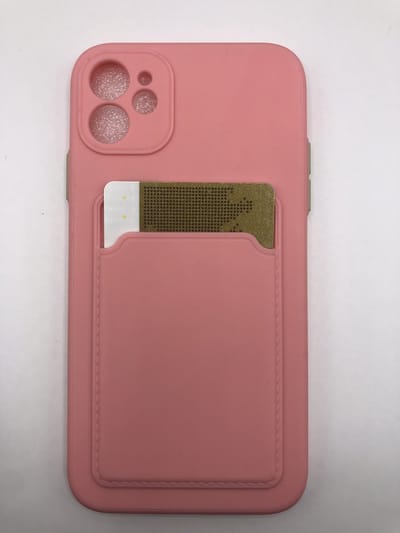 TPU back cover met vakje voor pasje - Geschikt voor Appel iPhone 12 - Roze