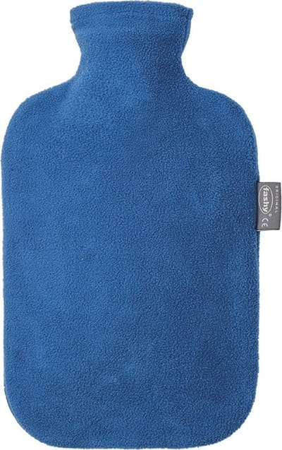 Fashy Kruik met fleecehoes - blauw - 2 liter - kunststof - warmwaterkruik - waterkruik