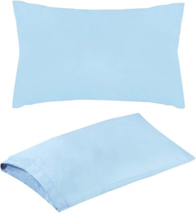 Thijox - Mini Kussen Reiskussen 28 x 17 cm Nezkussen Opblaasbaar Machinewasbaar Lichtblauw Katoen Voor Volwassenen Reizen Dames