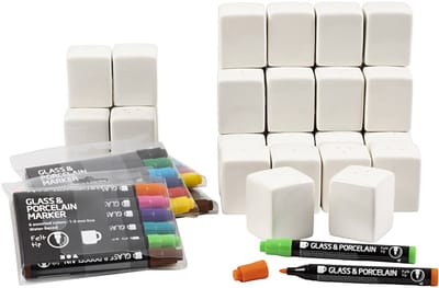 Peper en Zout Stelletjes van Witte Porselein - Zelf te Decoreren met Porselein Stiften - Afmetingen 5x5x6 cm - Set van 24 Stuks voor Creatieve DIY Projecten
