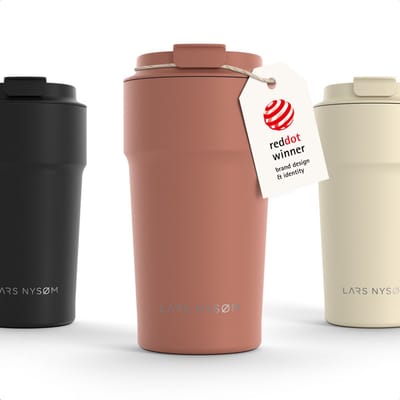 LARS NYSØM Bevægelse Thermos Coffee Mug-to-go 500ml - BPA-vrij met Isolatie - Lekvrije Roestvrijstalen Thermosbeker (Brick Red - Powder)