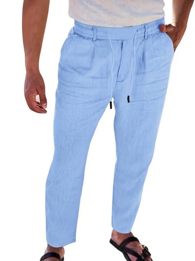 Livano Linnen Broek Heren - Zomerbroek - Volwassenen - Lange Broek - Pantalon - Strandbroek - Zomer - Ibiza Stijl - Grijs - Maat S