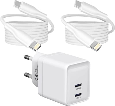 Dual Power Adapter USB C - Geschikt voor iPhone - Oplader Kabel met 3 Meter Lange USB C Kabels - Snellader