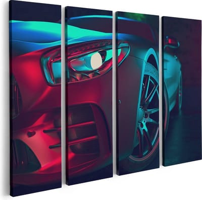 Artaza Canvas Schilderij Vierluik Moderne Auto Van Dichtbij  - 80x60 - Foto Op Canvas - Canvas Print