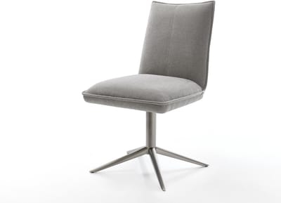 Eetkamerstoel Lelio-Flex kruispoot grafiet zachte stof met structuur grijs 360° draaibaar rocker-functie pocketveer kern