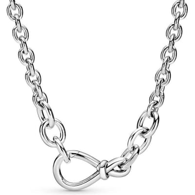 Real Me Link Snake Chain Chunky Infinity Knoop Rose Kralen Glijdende 925 Sterling Zilveren Ketting Voor Mode Kraal Charme DIY Sieraden 60cm white