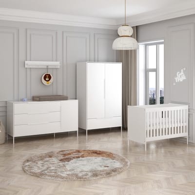 Born Lucky Santiago Babykamer 3-Delig – Ledikant, XL Commode en Kast – Vanaf Geboorte tot ca. 2,5 Jaar