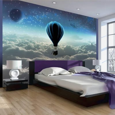 200cm X 140cm - Fotobehang - Luchtballon boven de wolken, Vliesbehang, in 5 maten, voor slaapkamer en woonkamer, Instructie bijgesloten, zeer eenvoudig aan te brengen