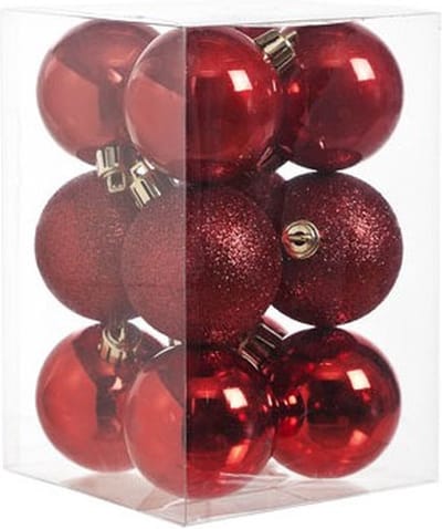 Cosy & Trendy Kerstballen - 12x stuks - rood - kunststof - 6 cm -onbreekbaar - kerstversiering