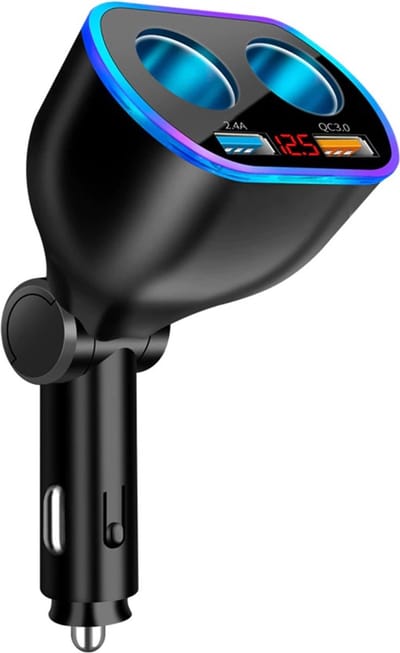 Auto Sigarettenaansteker Splitter - losse oplader - USB 2.0 A/USB 3.0 A 2 poorten - Zwart - Snellader - Splitter - Auto Lader USB