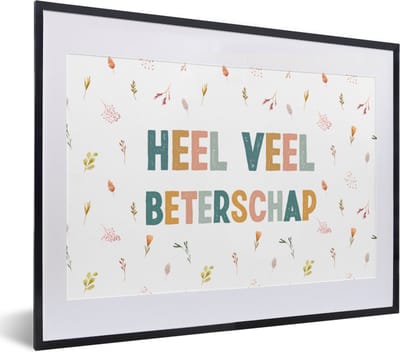 Fotolijst incl. Poster - Sterkte - Quotes - Bloemen - Pastel - 40x30 cm - Posterlijst