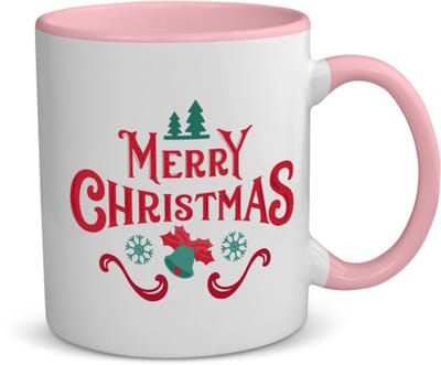 Akyol - kerst merry christmas koffiemok - theemok - roze - Kerstmis - kerst beker - winter - kerst - christmas - kerst cadeau - 350 ML inhoud
