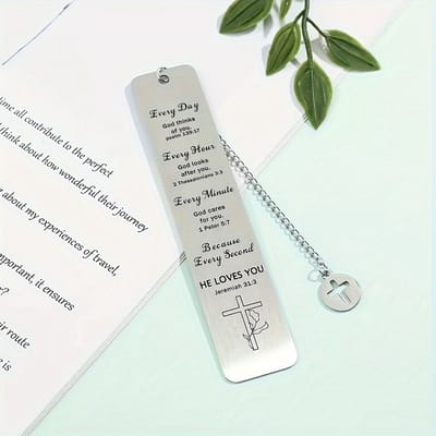 VANDAAG VERZONDEN - Boekenlegger - Christelijk - Bijbeltekst - Metaal - Kruis
