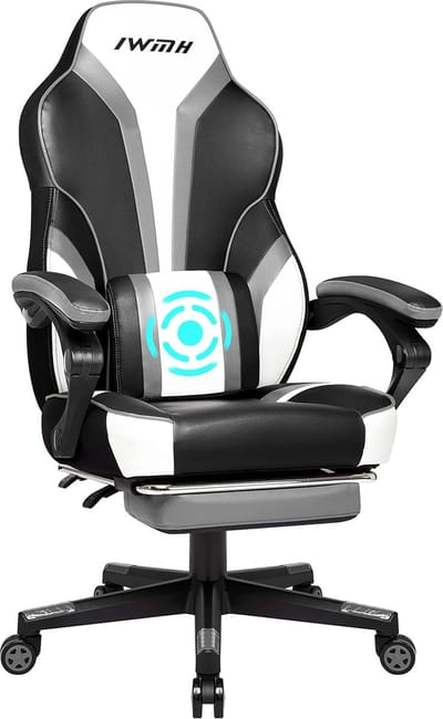 Ergonomische Gamingstoel met Hoge Rugleuning en Voetsteun, Verstelbare Bureaustoel
