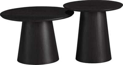 Bronx71® Salontafels Ash set van 2 Ø50 en Ø62 cm zwart eiken - Salontafel rond