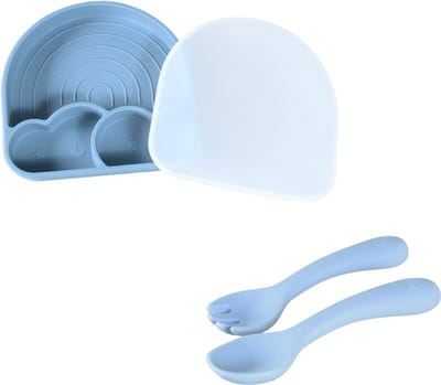 Sproudsy Serviesset Clouds - Kinderservies - Kraamcadeau - Baby - 2-delig - Misty Blue