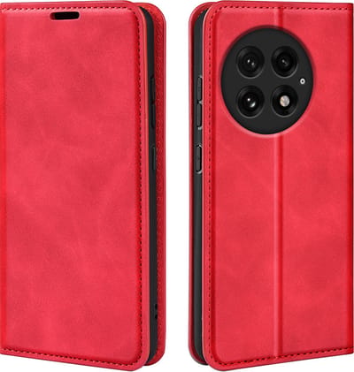 MobyDefend Hoesje - Geschikt voor OnePlus 13 - Luxe Wallet Bookcase (Magnetische Sluiting) - Rood